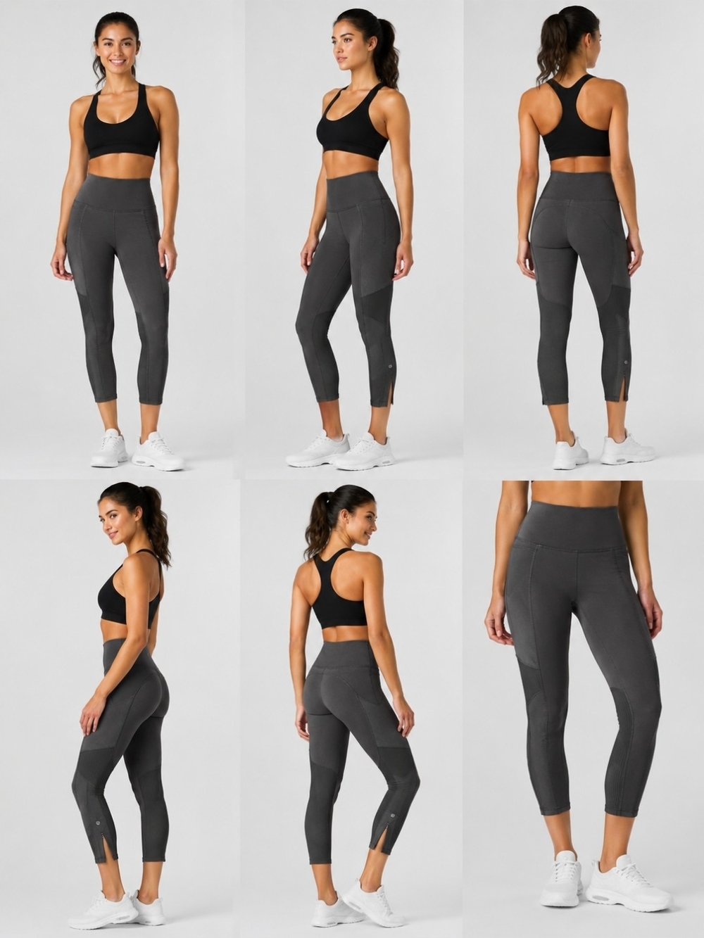 Lululemon Gray Cropped Zip Hem Leggings Women's Size 6 High Rise Yoga Running
